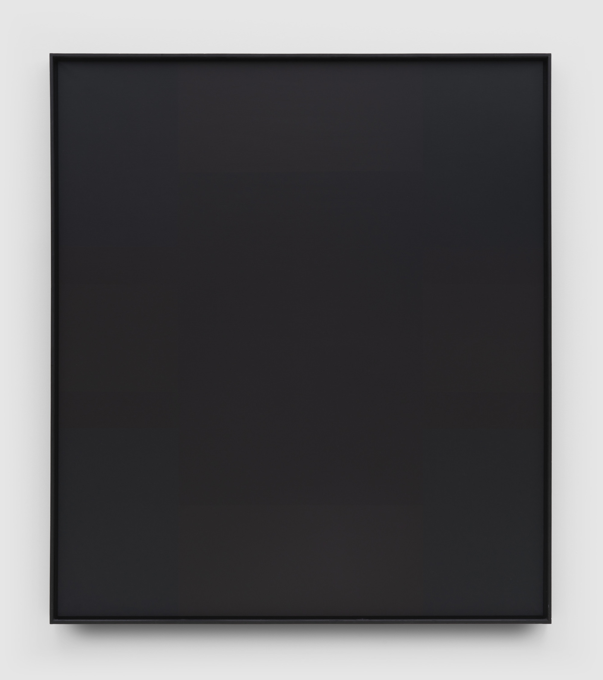 Ad Reinhardt, (No title) #10. A square black painting with a barely-visible cruciform structure of slightly different blacks.
